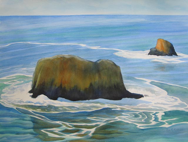 Off Cape Meares, watercolor painting