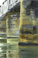 Railroad Bridge at Albany, watercolor painting