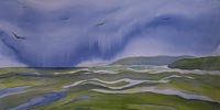 Storm at Boiler Bay, watercolor painting