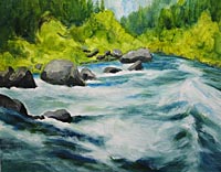 John's Rapid, Rogue River, acrylic painting